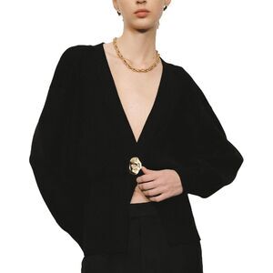 Urban Revivo Knitted Cadigan Long Sleeve V Neck - Black 4